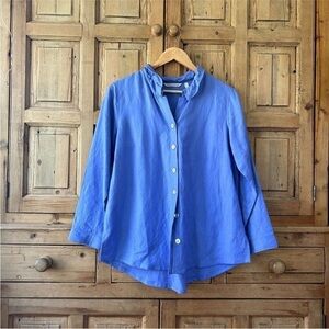 Soft Surroundings Petite Medium Blue Periwinkle Galina Blouse
